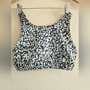 Zella Girl, Athletic Sports Bra/Top, Geo Print,Black/Green/White,Size XL (14/16)